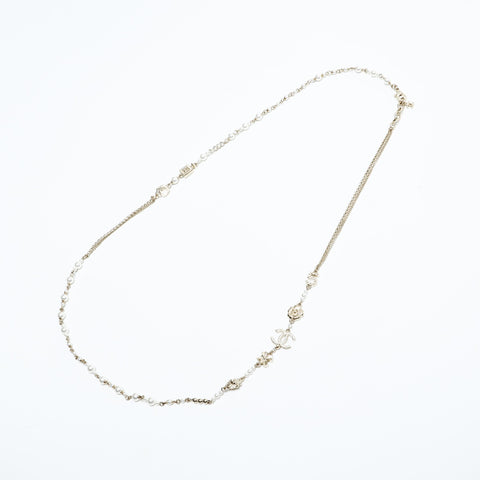 CHANEL A20C 2020 Icon Motif Pearl Necklace gold WS23348