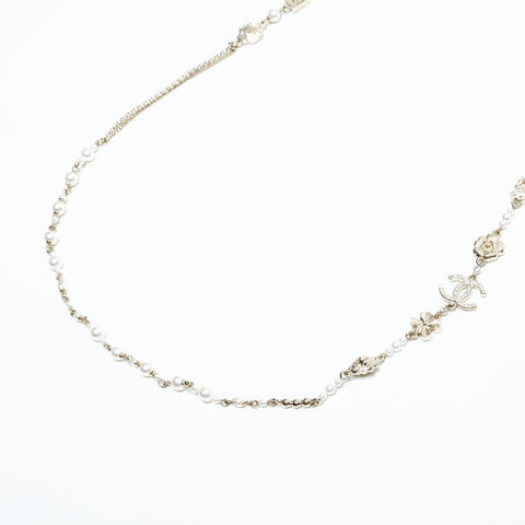 CHANEL A20C 2020 Icon Motif Pearl Necklace gold WS23348