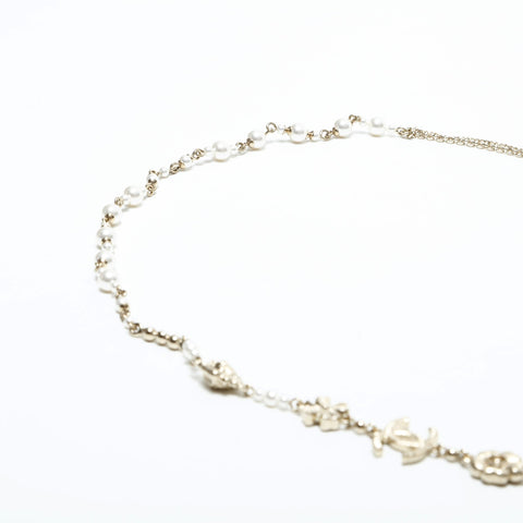 CHANEL A20C 2020 Icon Motif Pearl Necklace gold WS23348