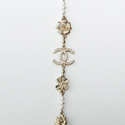 CHANEL A20C 2020 Icon Motif Pearl Necklace gold WS23348