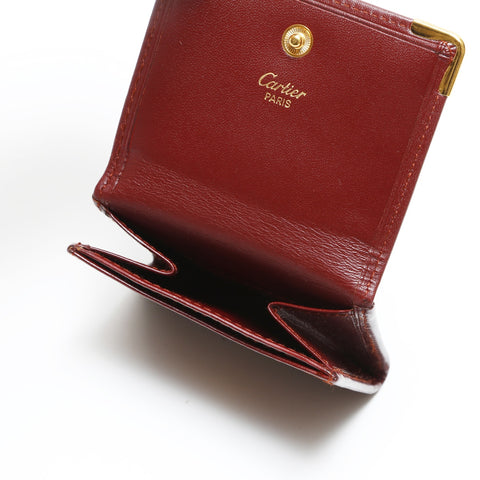 CARTIER Leather Mustodo Coin case Red WS23349