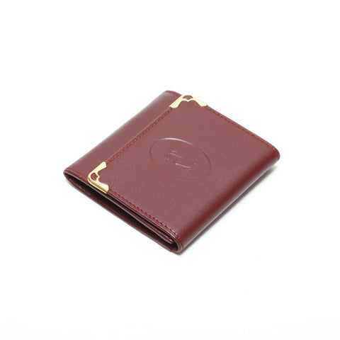 CARTIER Leather Mustodo Coin case Red WS23349