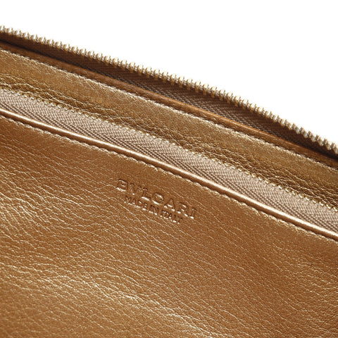 BVLGARI Leather round zip Purse gold WS23350