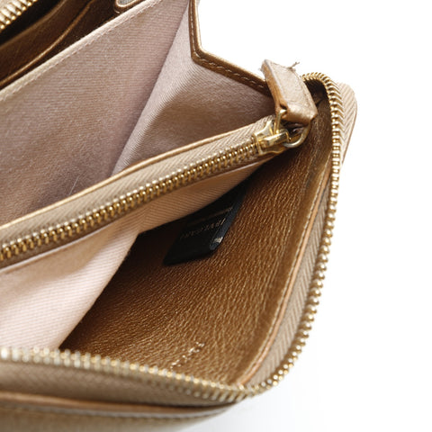 BVLGARI Leather round zip Purse gold WS23350