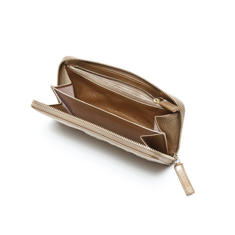 BVLGARI Leather round zip Purse gold WS23350