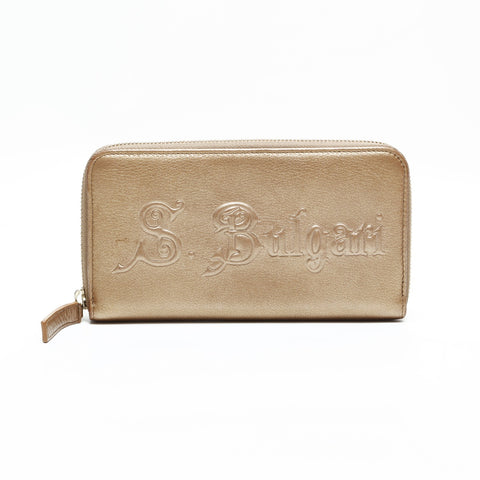BVLGARI Leather round zip Purse gold WS23350