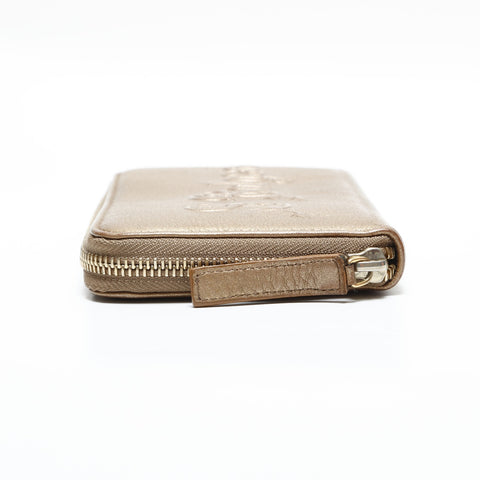 BVLGARI Leather round zip Purse gold WS23350