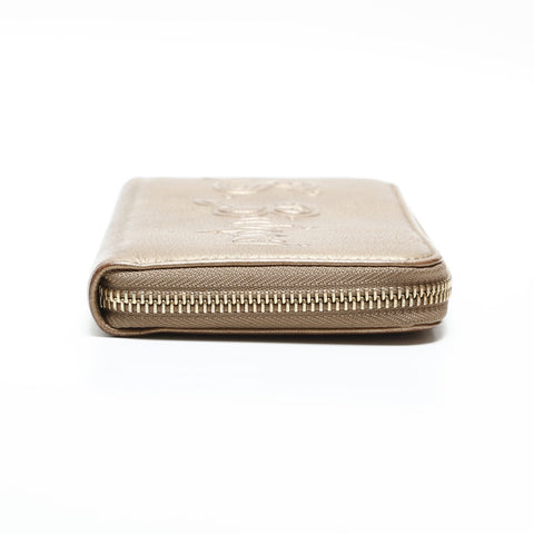 BVLGARI Leather round zip Purse gold WS23350