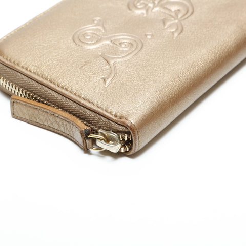 BVLGARI Leather round zip Purse gold WS23350