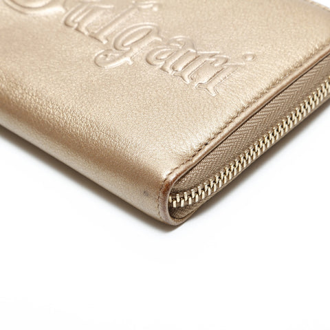 BVLGARI Leather round zip Purse gold WS23350