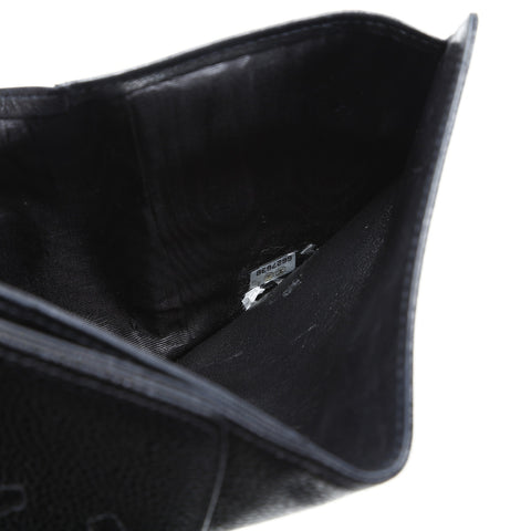 CHANEL COCO Mark Caviar Skin No. 6 2000-2002 Tri-fold wallet black WS23356