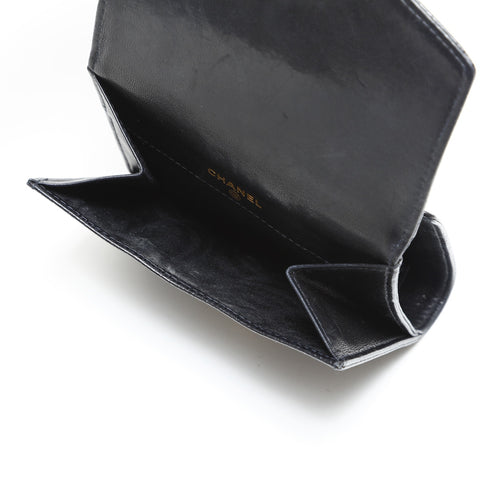 CHANEL COCO Mark Caviar Skin No. 6 2000-2002 Tri-fold wallet black WS23356