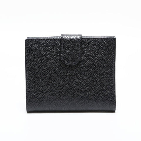 CHANEL COCO Mark Caviar Skin No. 6 2000-2002 Tri-fold wallet black WS23356