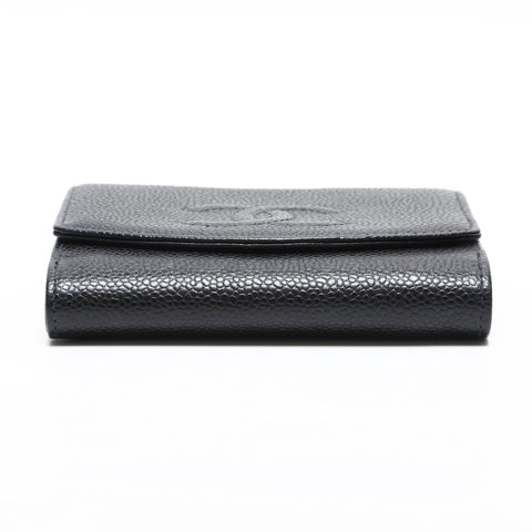 CHANEL COCO Mark Caviar Skin No. 6 2000-2002 Tri-fold wallet black WS23356