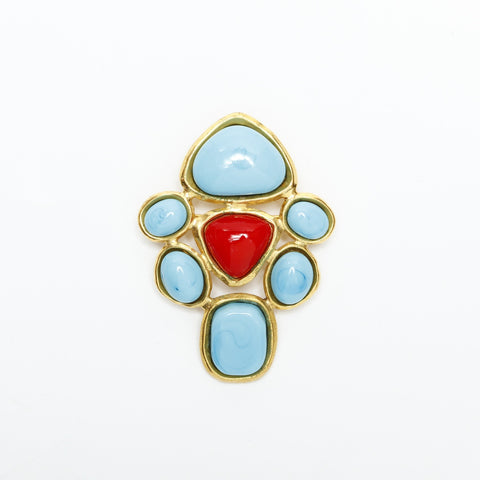 CHANEL 93P 1993 Gripoa Brooch Gold Blue WS23361