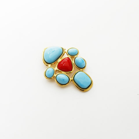 CHANEL 93P 1993 Gripoa Brooch Gold Blue WS23361