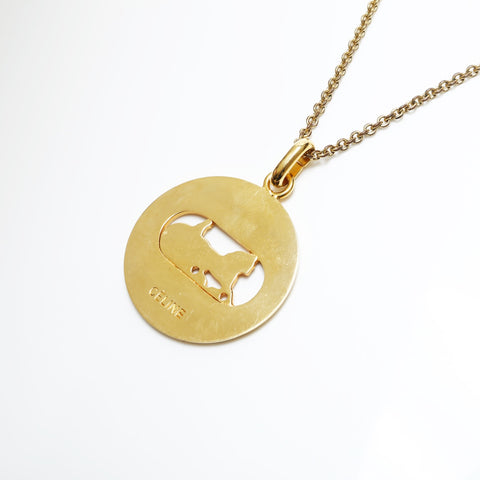 CELINE Carriage Metal Necklace gold WS23362
