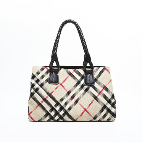 BURBERRY Wool Leather Nova Check Shoulder Bag beige WS23374
