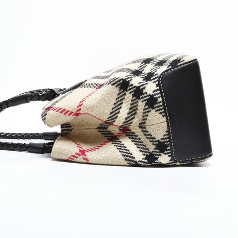 BURBERRY Wool Leather Nova Check Shoulder Bag beige WS23374