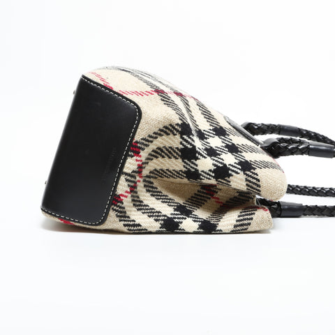 BURBERRY Wool Leather Nova Check Shoulder Bag beige WS23374