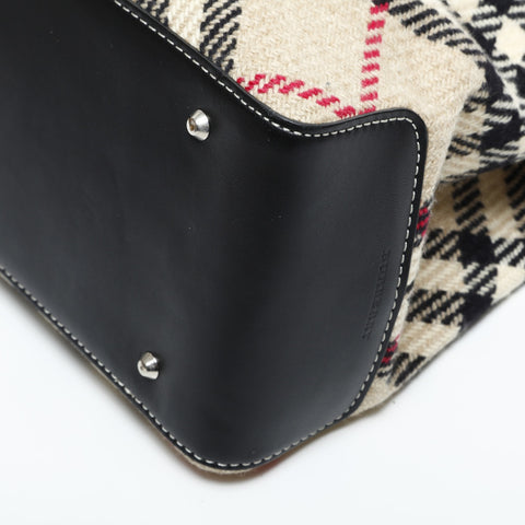 BURBERRY Wool Leather Nova Check Shoulder Bag beige WS23374