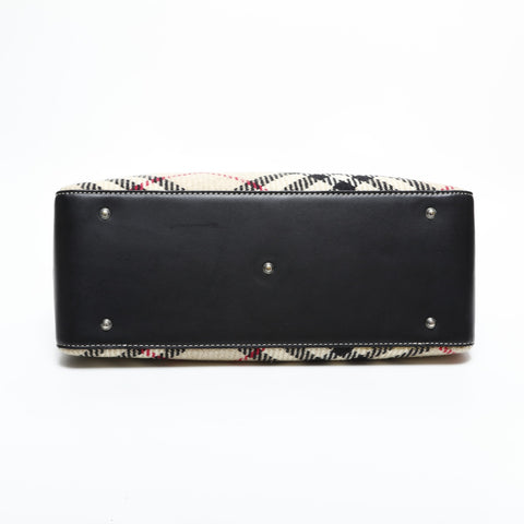 BURBERRY Wool Leather Nova Check Shoulder Bag beige WS23374