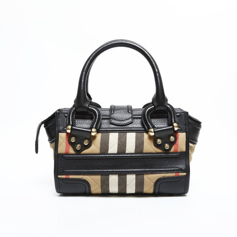 BURBERRY Nova check leather Handbag Beige black WS23376