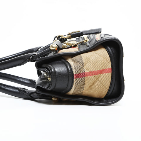 BURBERRY Nova check leather Handbag Beige black WS23376