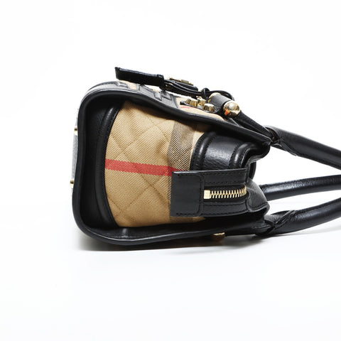 BURBERRY Nova check leather Handbag Beige black WS23376