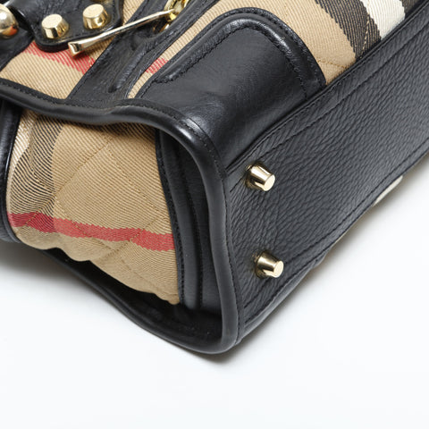 BURBERRY Nova check leather Handbag Beige black WS23376