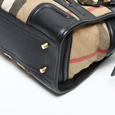 BURBERRY Nova check leather Handbag Beige black WS23376