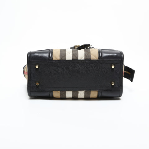 BURBERRY Nova check leather Handbag Beige black WS23376