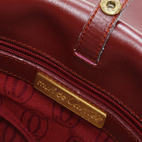 CARTIER Mustodo Leather Shoulder Bag Red WS23377