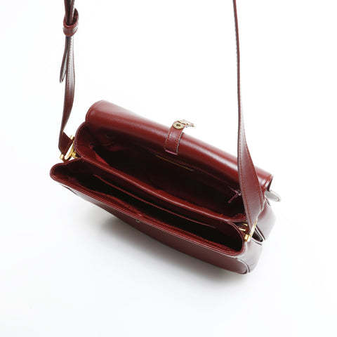 CARTIER Mustodo Leather Shoulder Bag Red WS23377