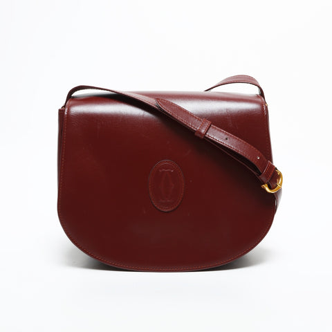CARTIER Mustodo Leather Shoulder Bag Red WS23377