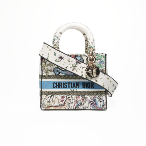 Christian Dior 2022 D-Lite Lady Dior Medium Canvas Handbag multicolor WS23382