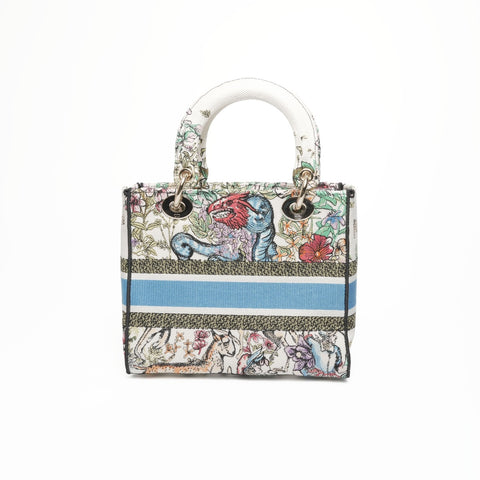 Christian Dior 2022 D-Lite Lady Dior Medium Canvas Handbag multicolor WS23382