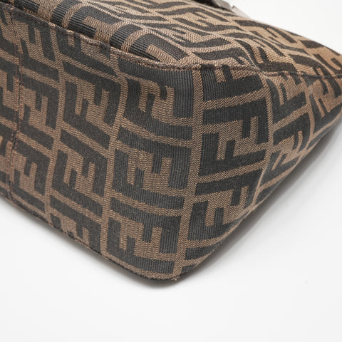 FENDI Zucca Canvas Mamma Bucket Shoulder Bag Brown WS23388