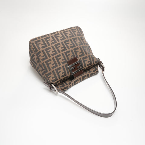FENDI Zucca Canvas Mamma Bucket Shoulder Bag Brown WS23388