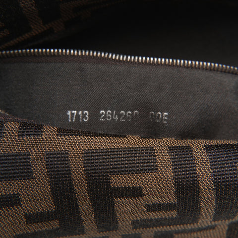 FENDI Zucca Canvas Mamma Bucket Shoulder Bag Brown WS23388