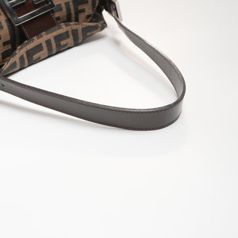 FENDI Zucca Canvas Mamma Bucket Shoulder Bag Brown WS23388