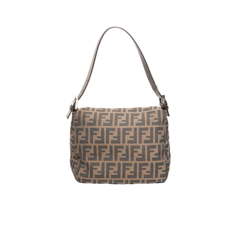 FENDI Zucca Canvas Mamma Bucket Shoulder Bag Brown WS23388