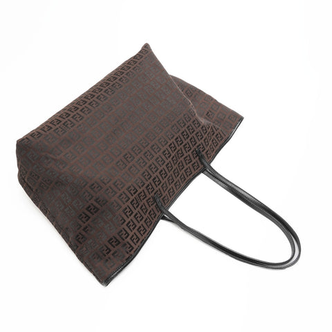FENDI Zucchino canvas shoulder bag Tote Bag Brown WS23389