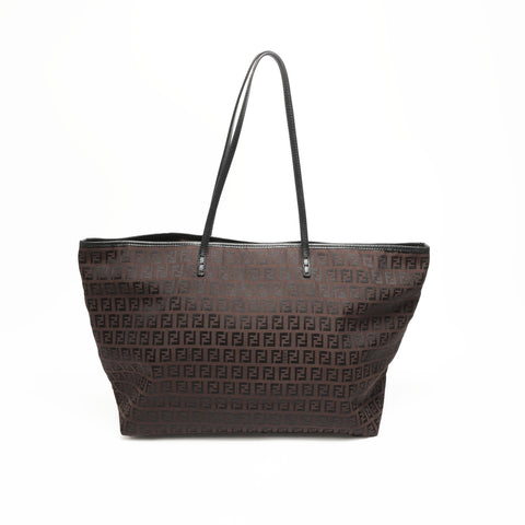 FENDI Zucchino canvas shoulder bag Tote Bag Brown WS23389