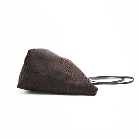 FENDI Zucchino canvas shoulder bag Tote Bag Brown WS23389