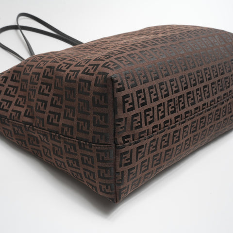 FENDI Zucchino canvas shoulder bag Tote Bag Brown WS23389