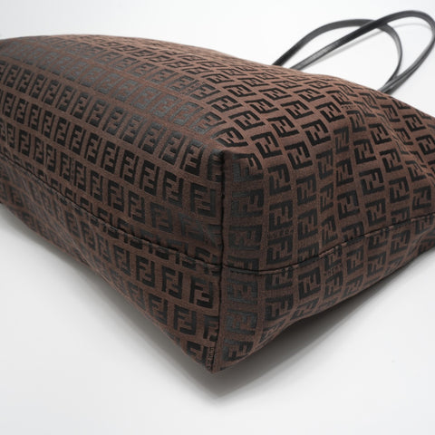 FENDI Zucchino canvas shoulder bag Tote Bag Brown WS23389