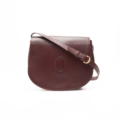 CARTIER Leather Mustodo Shoulder Bag Red WS23391