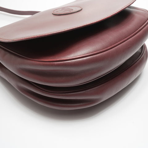 CARTIER Leather Mustodo Shoulder Bag Red WS23391