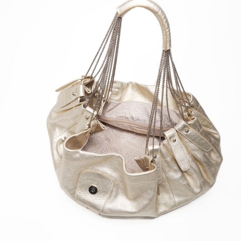 Salvatore Ferragamo Leather Chain Gancini Shoulder Bag gold WS23392